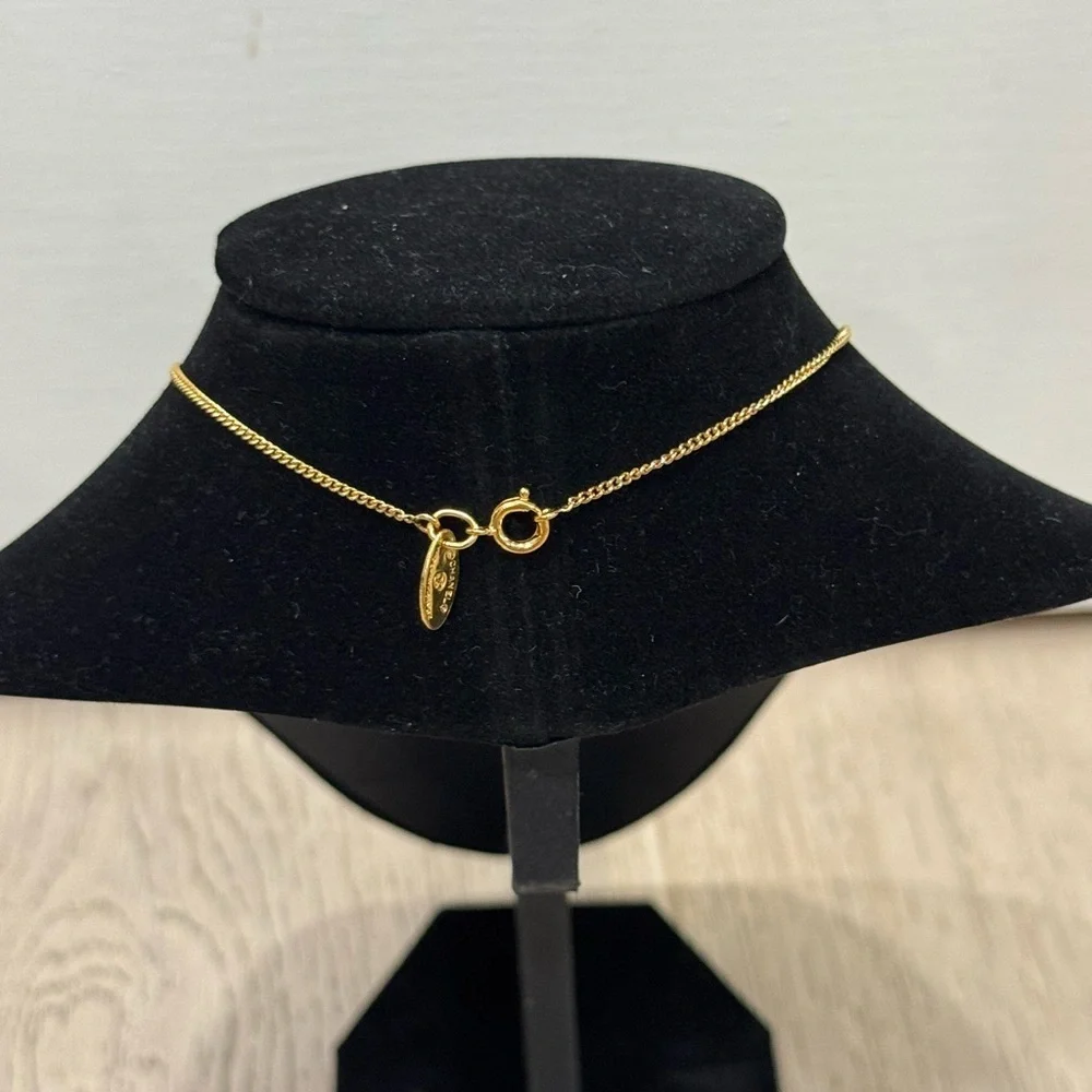 CHANEL Vintage Gold Metal Chain Necklace Roped Ball Drop Pendant Necklace Signed